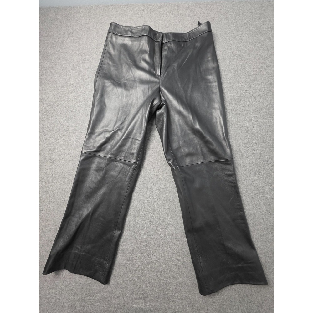 Valerie Stevens Leather Pants Womens 10 Black Flat Front Straight Leg Outdoor